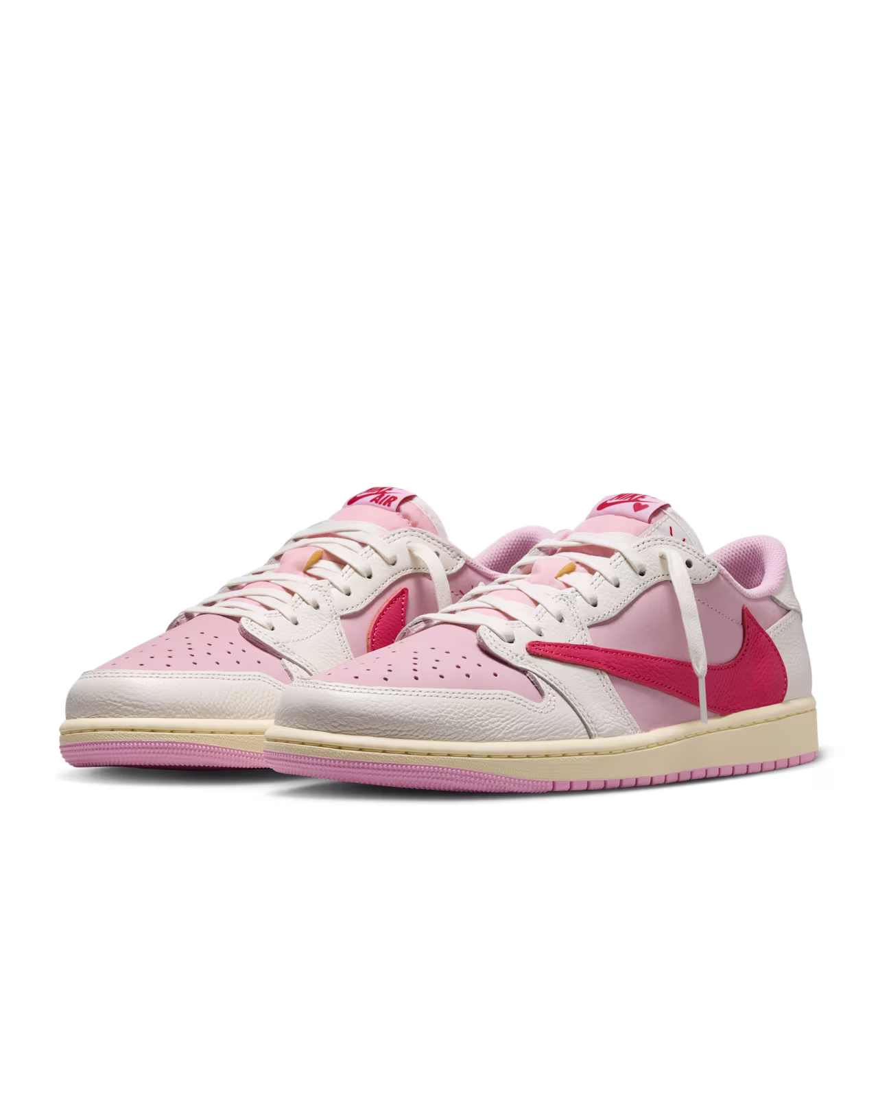 Air Jordan 1 Low Shy Pink and Tropical Pink X Travis Scott 